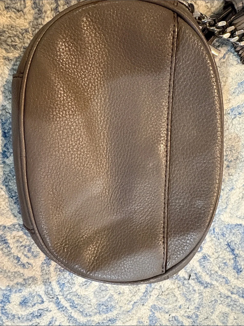 Michael Kors Grey Leather Oval Crossbody with Tassel